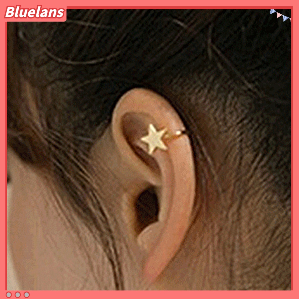 Bluelans Earrings Exquisite Non Pierced Alloy Heart Star Triangle Moon Women Ear Cuff Clip