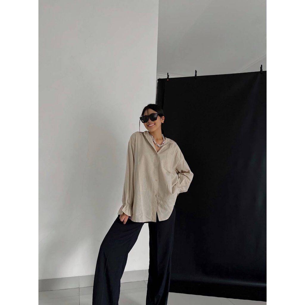 FWR - KEMEJA LINEN SHIRT  / KEMEJA OVERSIZE WANITA / KEMEJA LENGAN PANJANG WANITA 2388