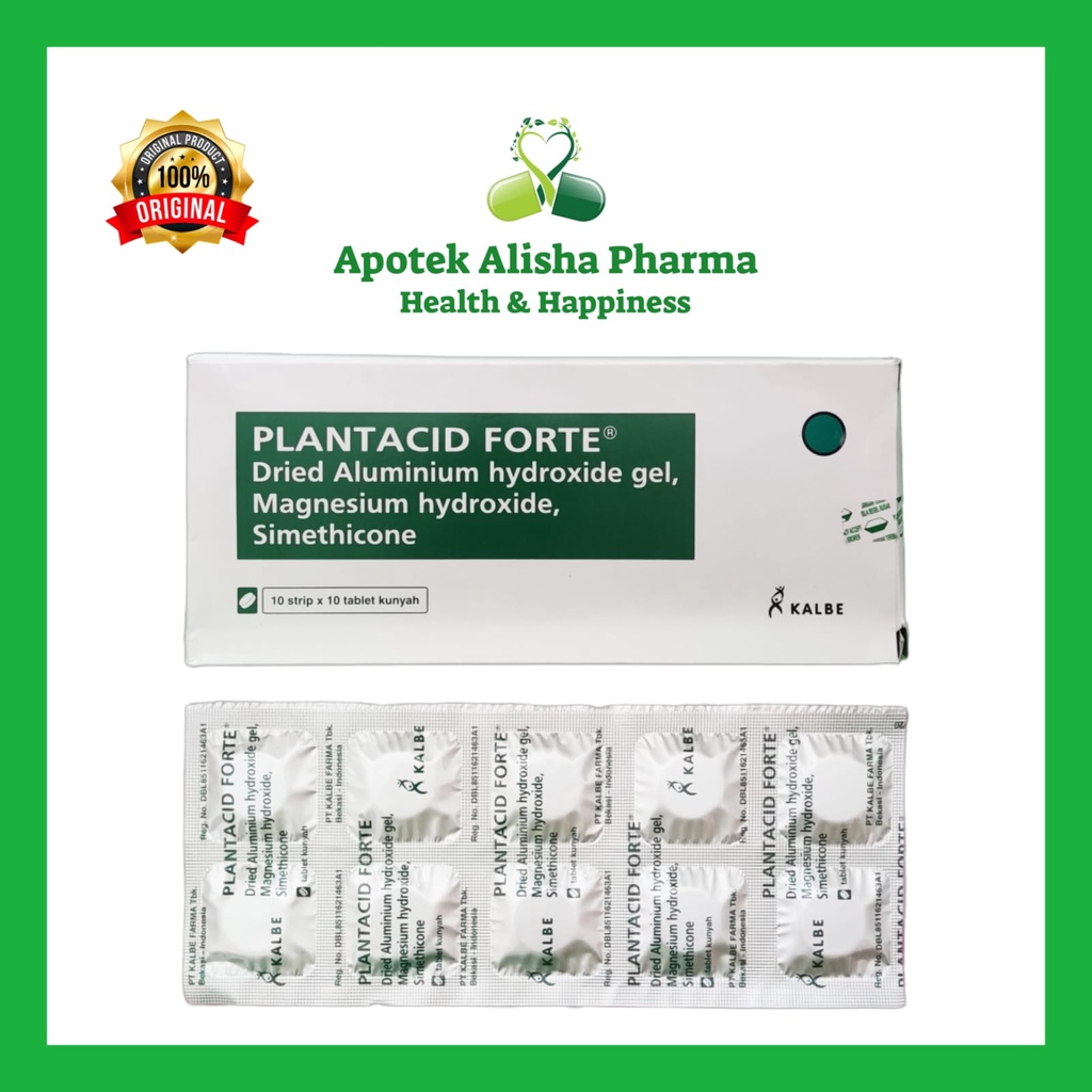 Plantacid Forte Strip 10tablet-Plantacid Forte Antasida Tablet Obat Maag/Mual/Perih/Kembung/Plantasid Forte Tablet Kunyah