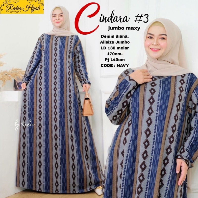 Cindara Maxy - LD120-130 Gamis Diana Denim Jumbo Bigsize Oversize Bumil / 025-6990