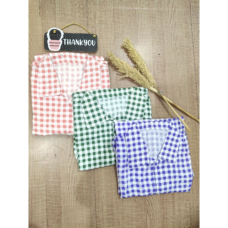 set cel long tunik kotak -kotak hits