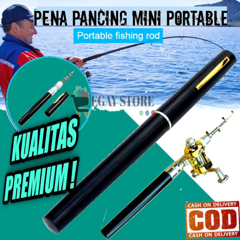 PANCING PULPEN MINI PANCINGAN PENA KECIL ALAT MANCING IKAN UDANG PORTABLE COD JORAN FISHING ROD PEN 1 METER