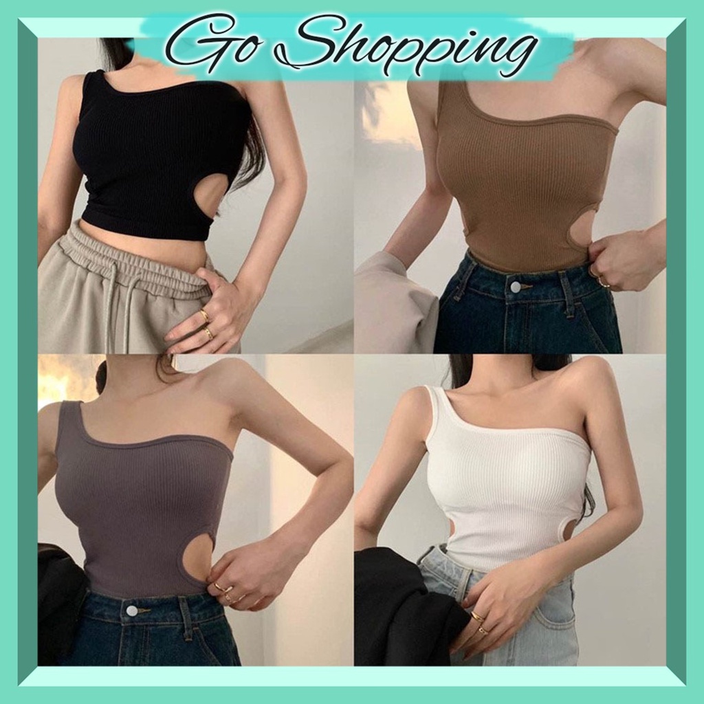 GO! BR627 Bra Tanktop Satu Shoulder Wanita Crop Kamisol Korean