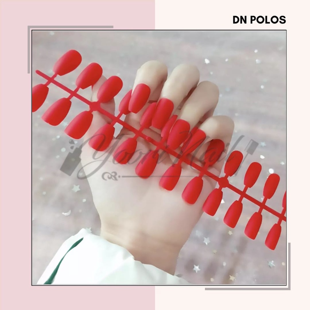 Kuku palsu polos bentuk coffin set 24pcs fake nails polos false