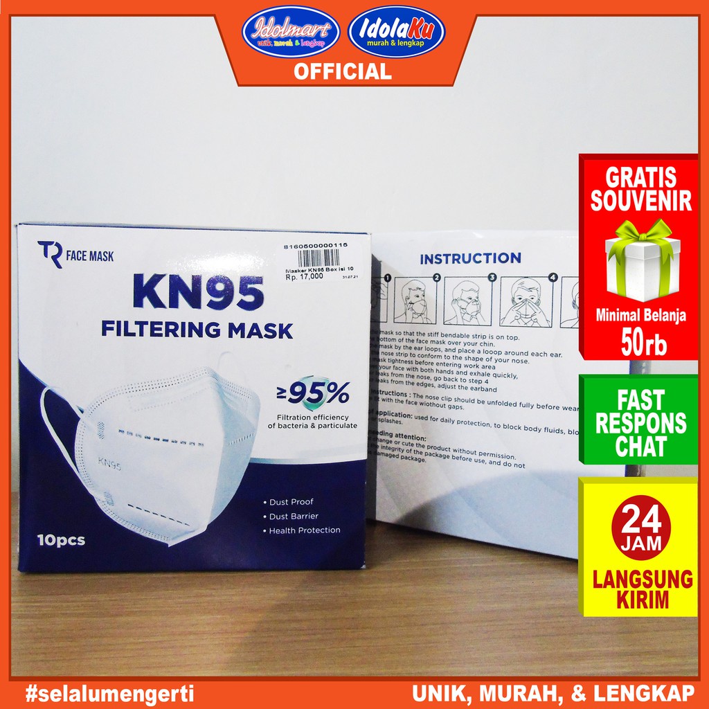 IDOLMART Masker KN95 full Care / Masker disposable / Masker anti Virus / 1 box isi 10 Surabaya