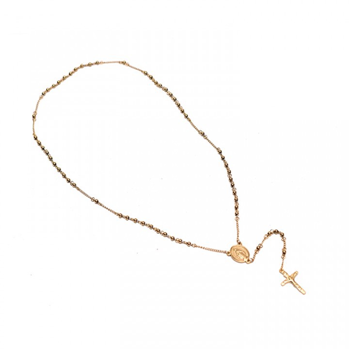 Rosario Titanium 3mm Complete Gold / Kalung Salib / Kalung Rosario