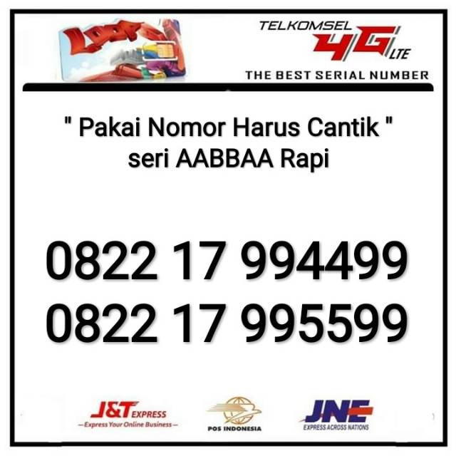 Nomor Cantik Telkomsel Loop AABBAA Rapi