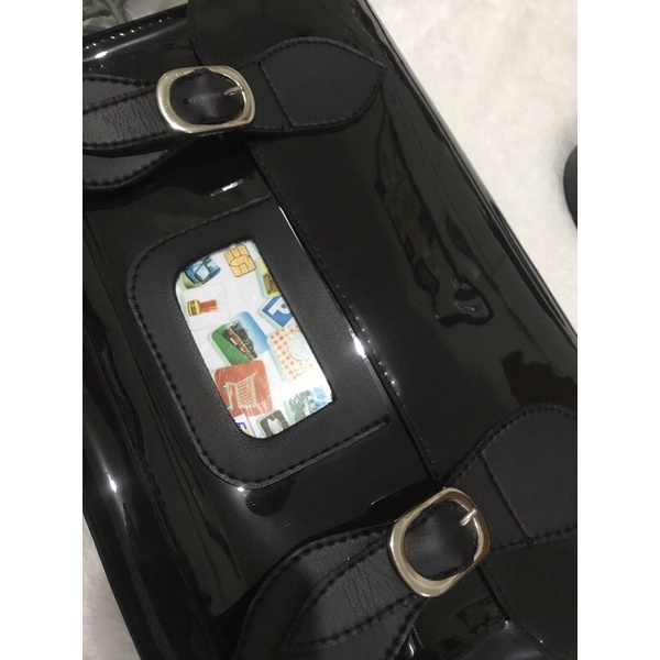 Tas mika selempang dengan slot tap card / Tas mika slot kartu / tas kantor besar selempang