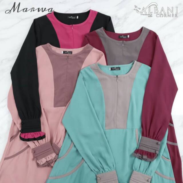 Gamis marwa set jilbab cadar murah dan cantik original by albani