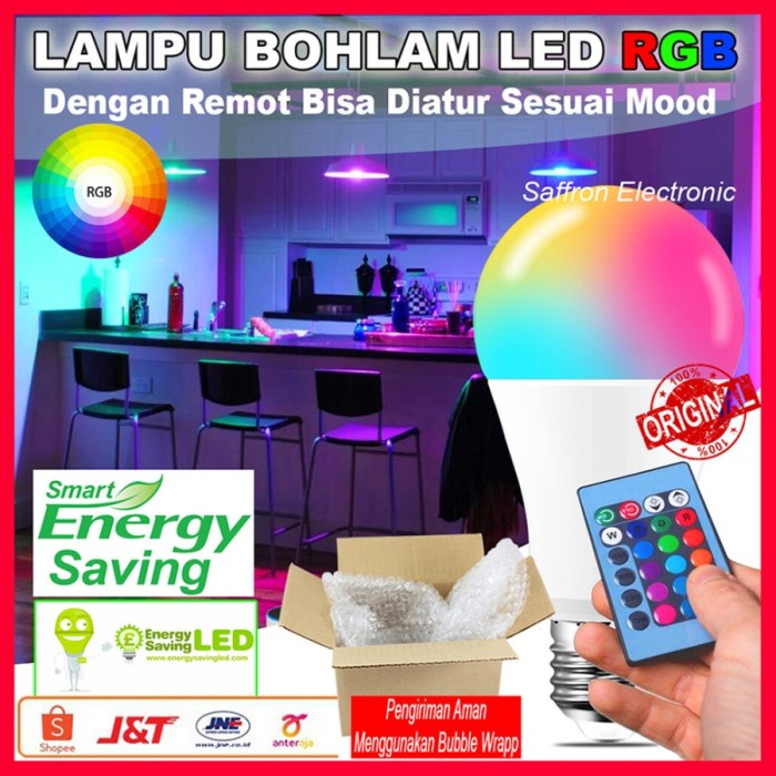 LAMPU BOHLAM LED RGB BERUBAH WARNA WARNI REMOTE CONTROL ORIGINAL - 3 Watt