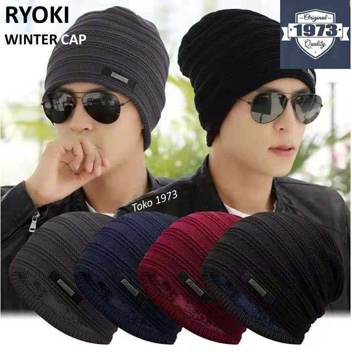 Topi Pria Original Grade Caps Ny Baseball bordir Full Black cowok cewek import kupluk knit caps N1E7