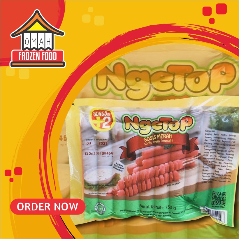 

Ngetop Sosis Ayam 750gr isi 30+5 (NON COD DILUAR KOTA JATENG)