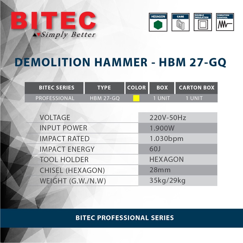 Bitec Mesin Bobok Beton Jalan Professional 1900W - Hbm 27 Gq