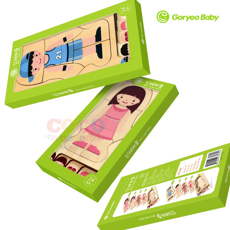 Goryeobaby Goryeo Baby HUMAN BODY Wooden Puzzle Kayu Anatomi Tubuh BOY GIRL