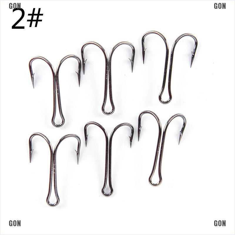 GON 50pcs Dual High Carbon Steel Black Fishing Hooks Double anchor hook Saltwater