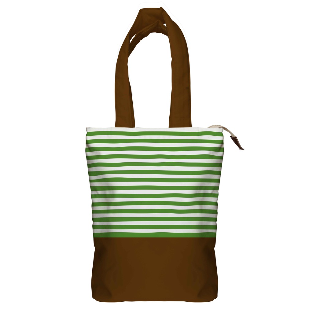 Tote Bag Kanvas Stripe Hijau