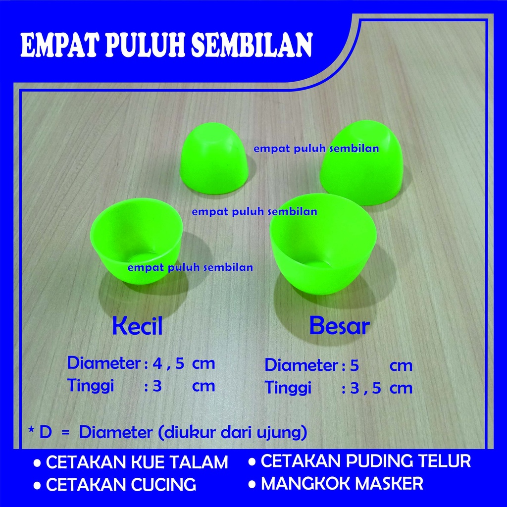 CETAKAN CUCING HIJAU / cetakan kue talam / puding nona manis  / mangkok masker / CETAKAN SIOMAY