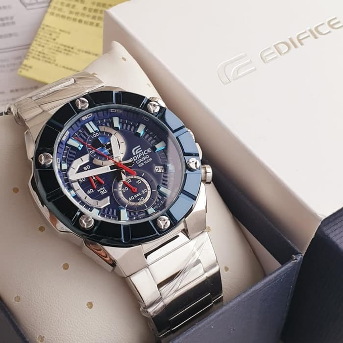 Jam Tangan Pria Edifice EFR 569 & EFR569 Silver Ori BM Fullset 4.5cm