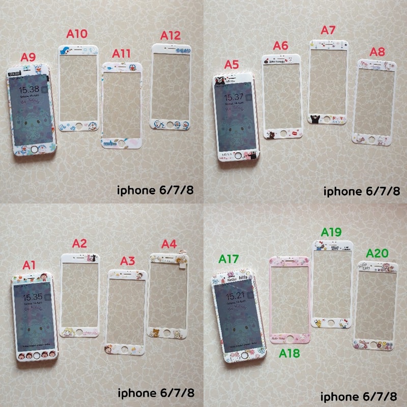 [ vhieshop ] RANDOM MOTIF ANTI GORES  TEMPERED GLASS  6 7 8 l6 PLUS