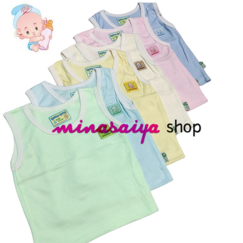 HELLO BABY 3 pcs dan ecer Kaos Bayi SNI Lengan Buntung / Kutung Polos Uk. S - XL