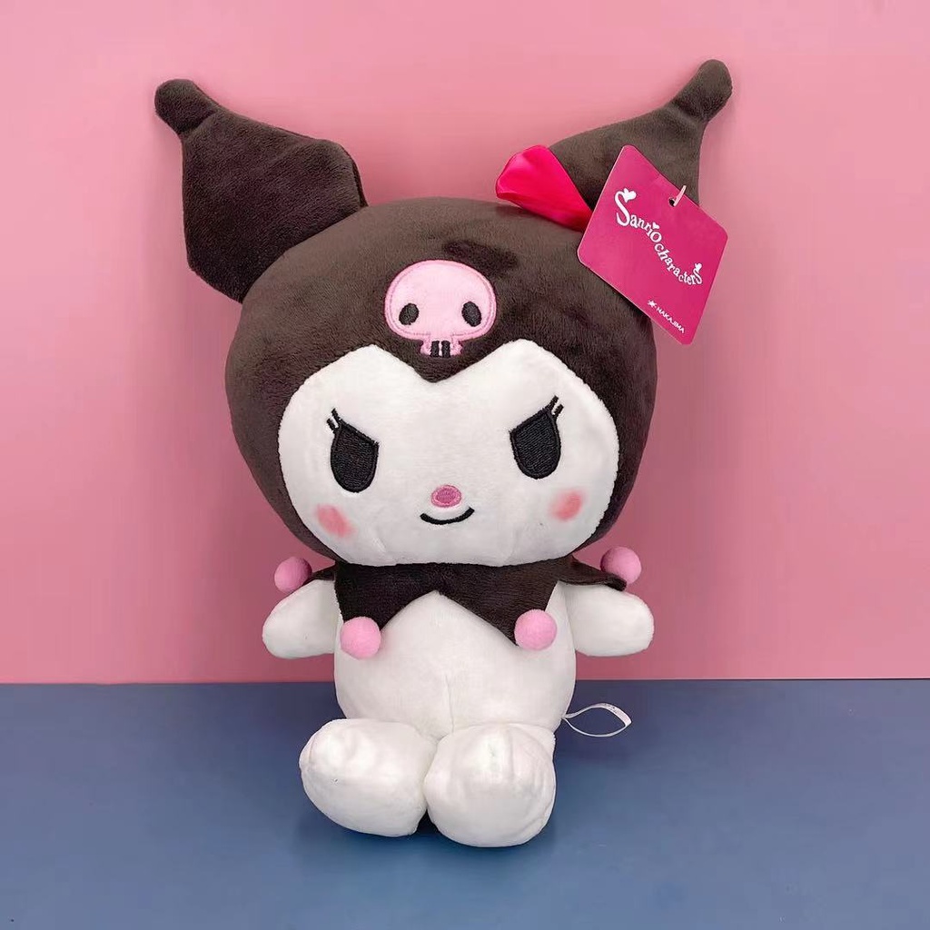 Mainan Boneka Stuffed Plush Kartun Sanrio Kuromi 25Cm Untuk Dekorasi Kamar Anak