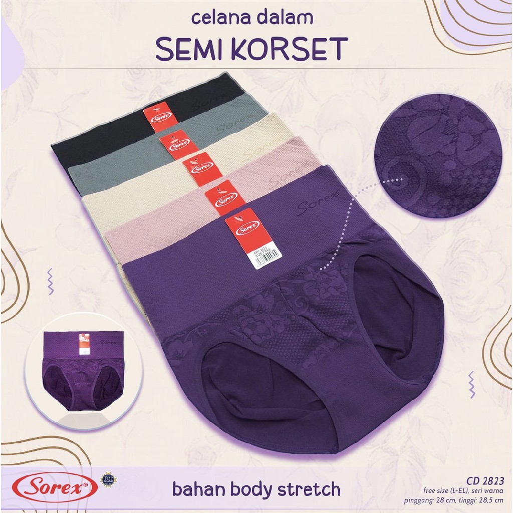 CELANA DALAM WANITA FASHION SEMI KORSET SOREX SHAPEWEAR 2823 RAJUT KARET PERUT TEBAL