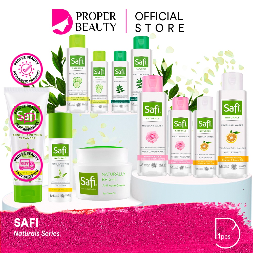 SAFI Naturals Series Indonesia / Cleanser Toner Essence Serum Cream Sunscreen Shampoo Hair Eye Mask