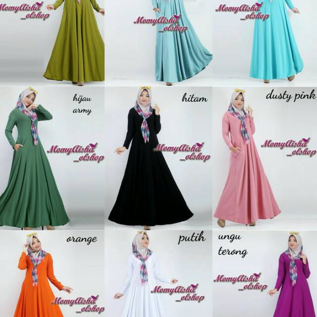 Gamis polos bahan jersey/gamis wanita polos/busana muslim