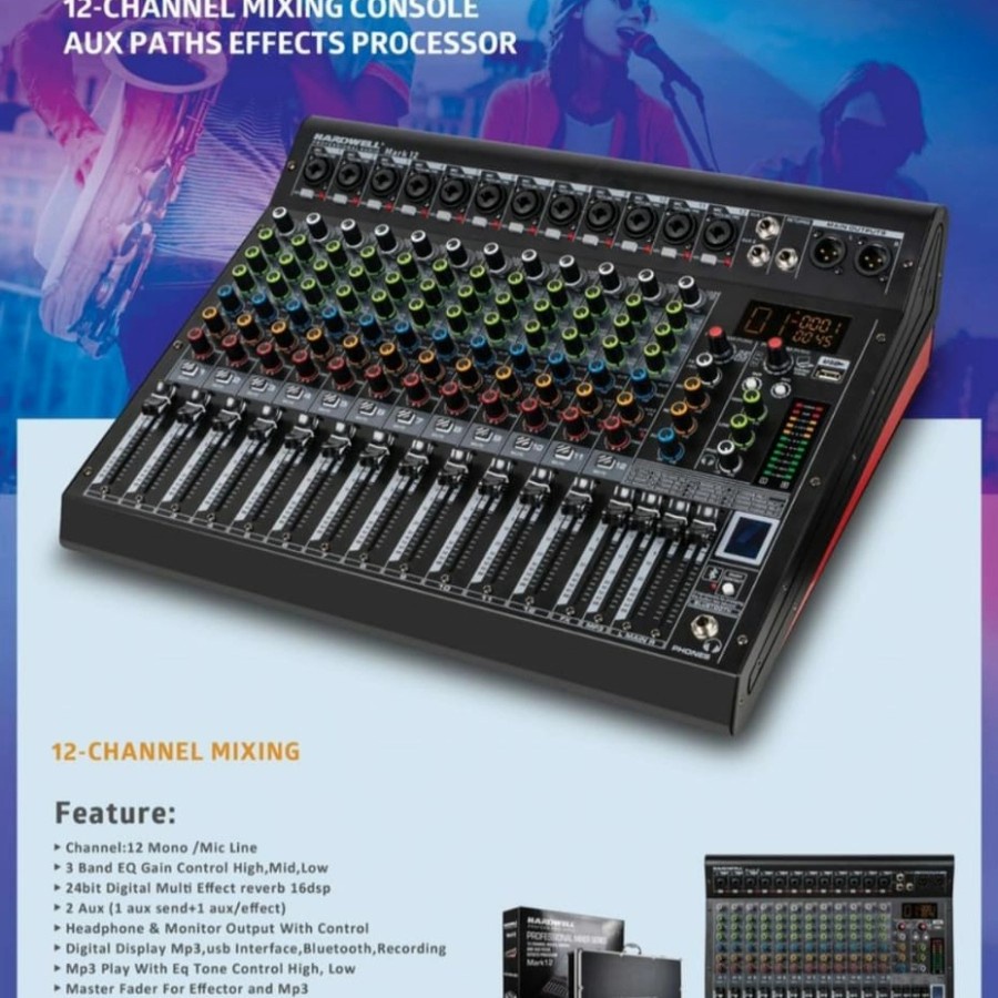 Mixer Hardwell 12 Channel MARK 12 Original Mixer Recording Soundcard free Koper