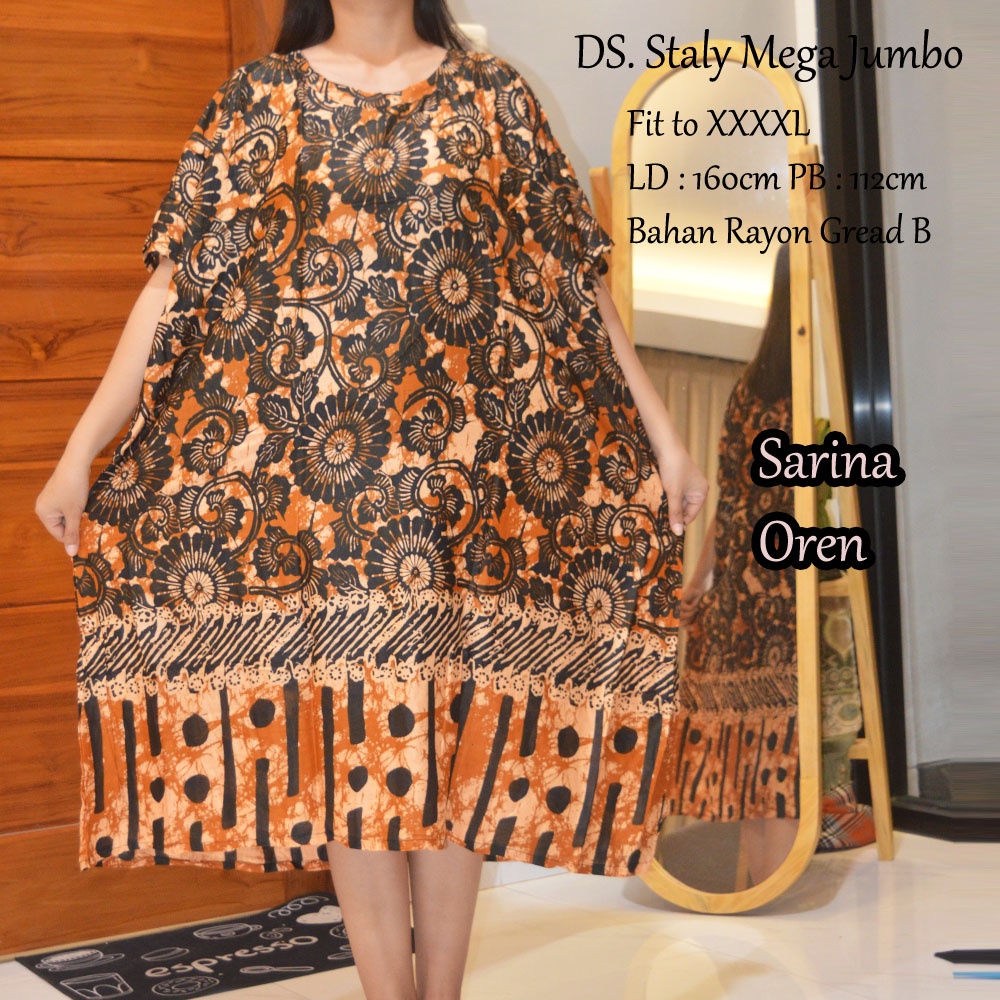 Daster Mega Jumbo Staly LD 160cm || Daster Jumbo Murah-Sarina Oren B