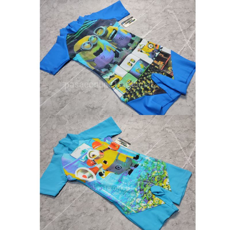 BAJU RENANG TERUSAN BERLENGAN MINION  ANAK CLEAR WATER
