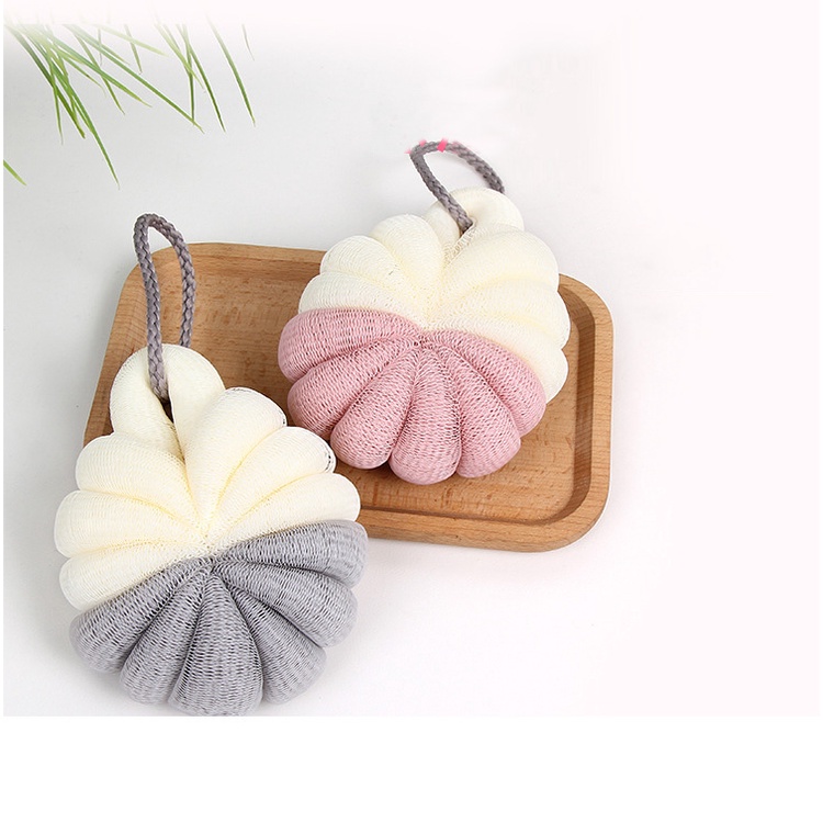 Simple Style Two-color Stitching Shower Sponge Mesh Bathing Brush Loofah Bath Ball Rich Bubbles Body Scrubber Scrubbing Artifact