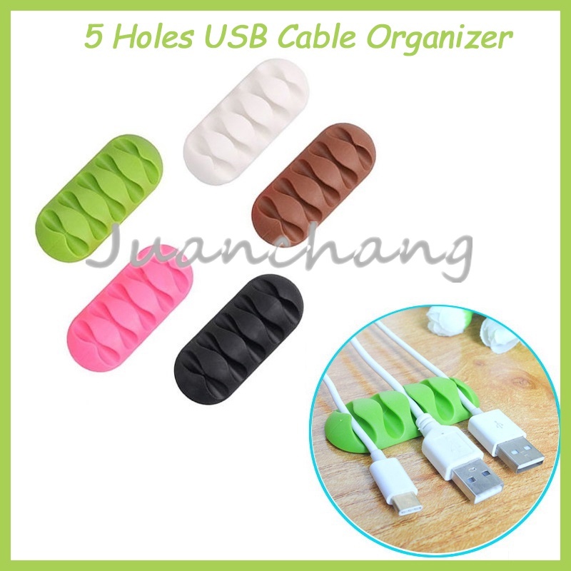 Klip Organizer Kabel data / charger USB Bahan Silikon