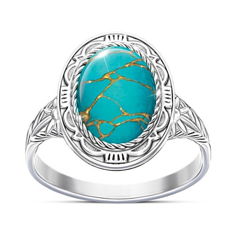 Perhiasan Cincin Turquoise Gaya Bohemian Untuk Aksesoris Wanita