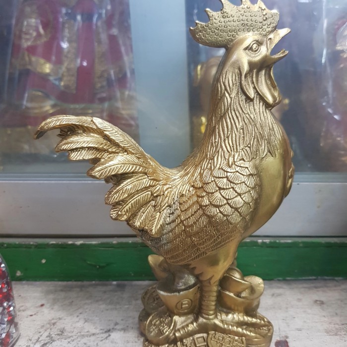 patung ayam logam 7 inchi