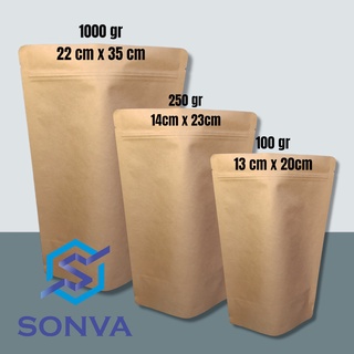 Jual KEMASAN STANDING POUCH PAPERCRAFT COKLAT | KEMASAN COFFEE BERBAGAI