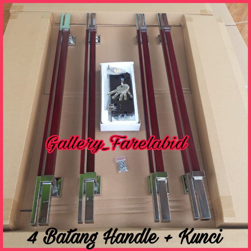 Handle Pintu Rumah Stainless Steel Set Kunci Gagang Pintu Rumah 60 Cm Set Body Pelor Pegangan Pintu Kupu Tarung Set Tarikan Pintu Rumah Minimalis 45 Cm Set