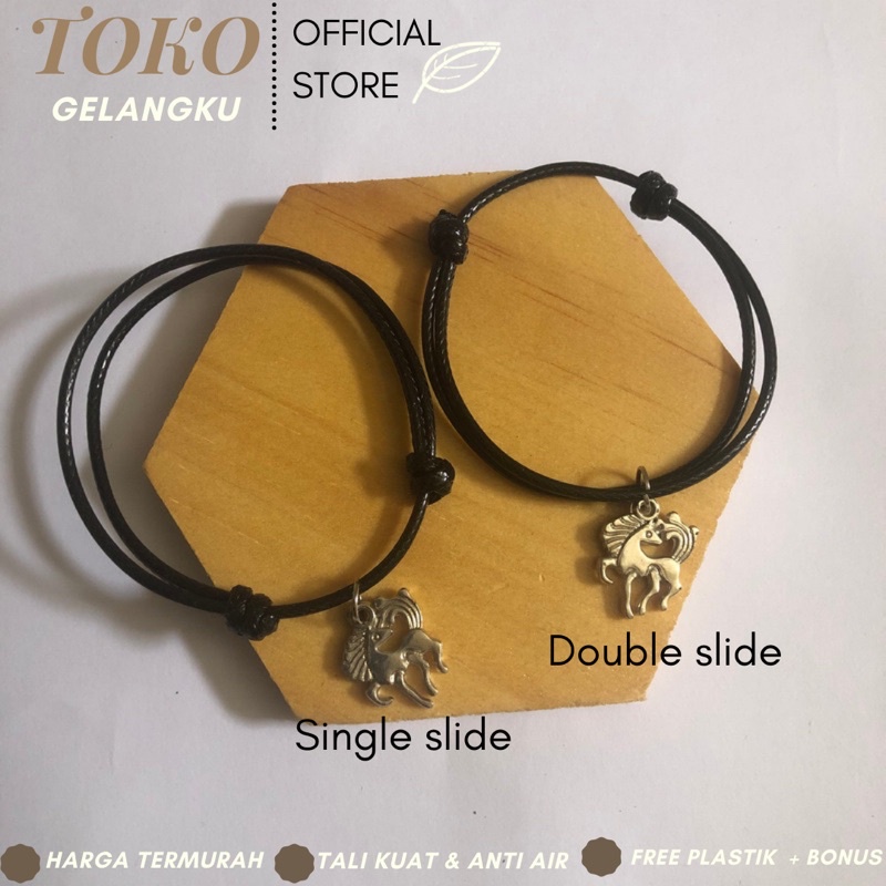 Gelang Unicorn Silver / Gelang liontin Wanita / Gelang Viral Hits Karakter / Tali Waterproof Anti Air