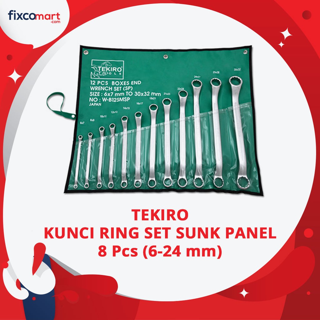 Tekiro Kunci Ring Set Sunk Panel 8 Pcs (6-24 Mm) / Tekiro Kunci Ring Sunk Panel