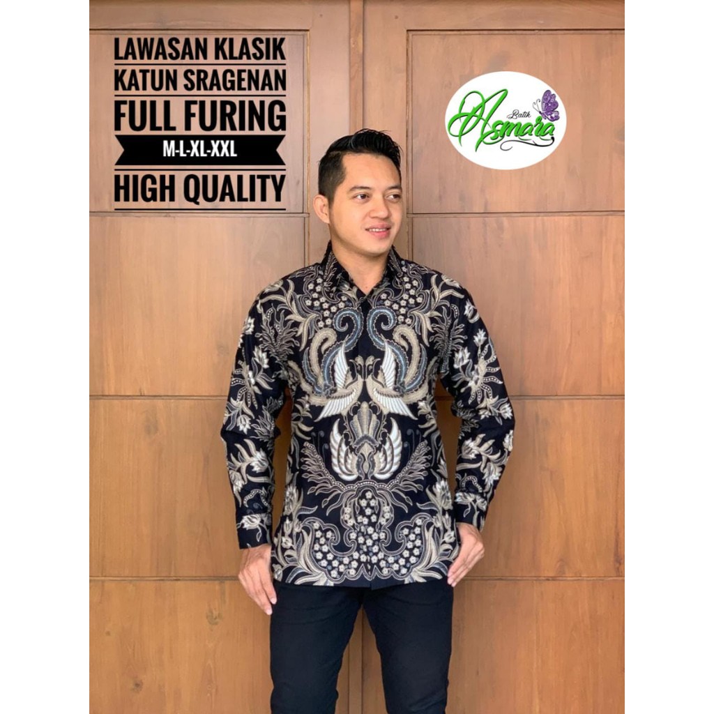 LAWASAN KLASIK Kemeja Batik Pria Lengan Panjang Katun Halus FULL FURING Batik Asmara