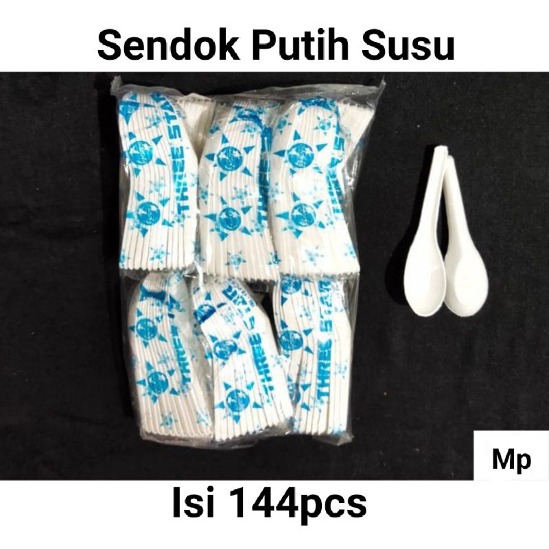 isi 144pcs Sendok Bebek Putih Susu &amp; Bening 3Star