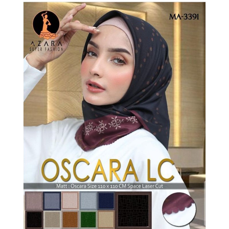 Jilbab segiempat motif azara lasercut