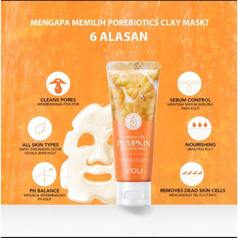 YOU Daily Skin Good Porebiotics Pumpkin Brightening Clay Mask - Y.O.U