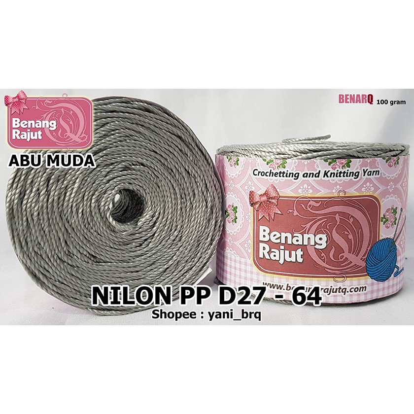 BENANG RAJUT NILON PP D27 POLOS 64 ABU-ABU MUDA