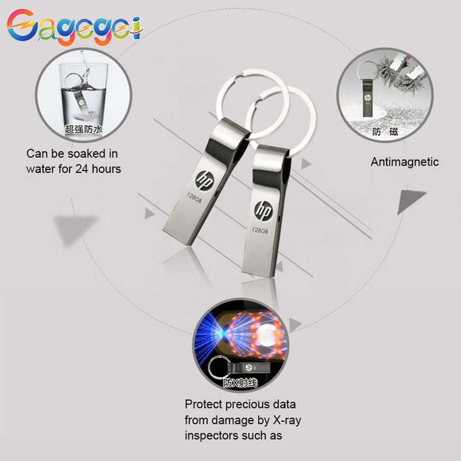 Hp USB 3.0 Flash Drive Pendrive 2TB Kecepatan Tinggi Bahan Metal Anti Air Dengan Konverter OTG