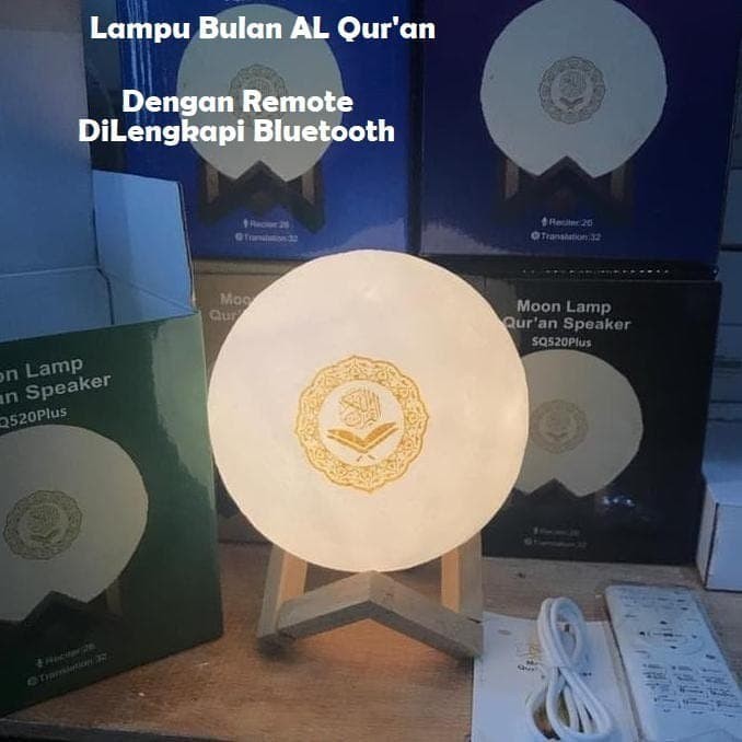 SPEAKER LAMPU BULAN AL Quran 3D Digital Moon Bluetooth With Remote