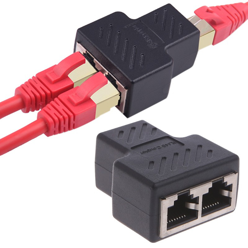 btsg 1 To 2 Ways LAN Ethernet Network Cable RJ45 Female Splitter Connector Adapter