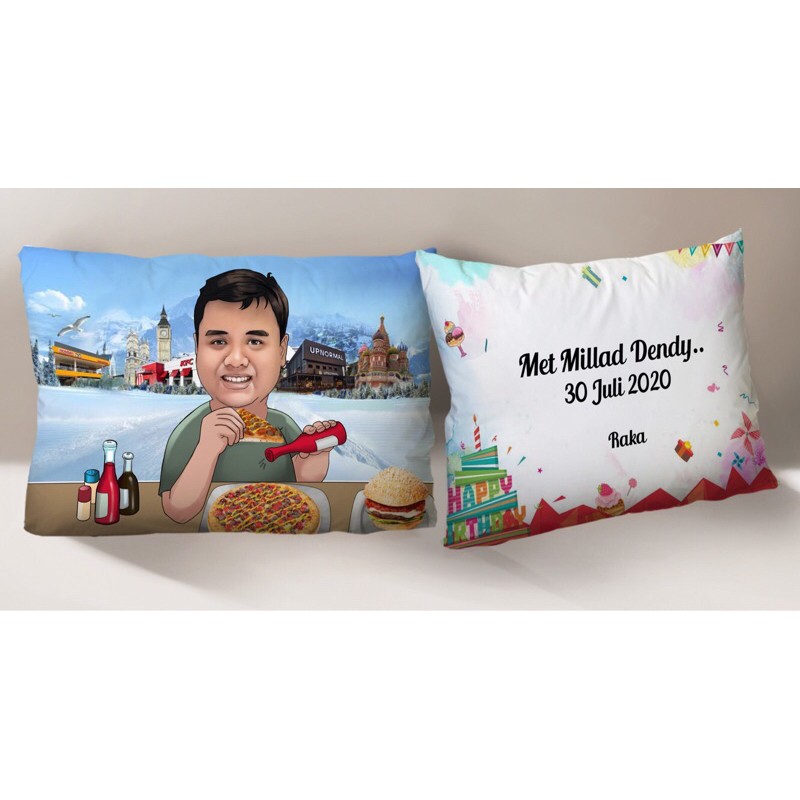 BANTAL HADIAH CUSTOM WAJAH KARIKATUR BIKIN BANTAL WAJAH DESIGN SENDIRI CUSTOM WAJAH KARIKATUR MURAH