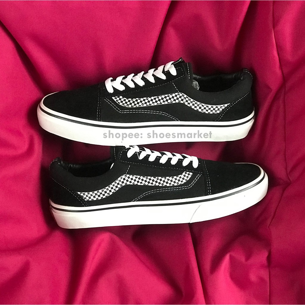 OBRAL SEPATU VANS OLDSKOOL SIDE STRIPE BLACK WHITE