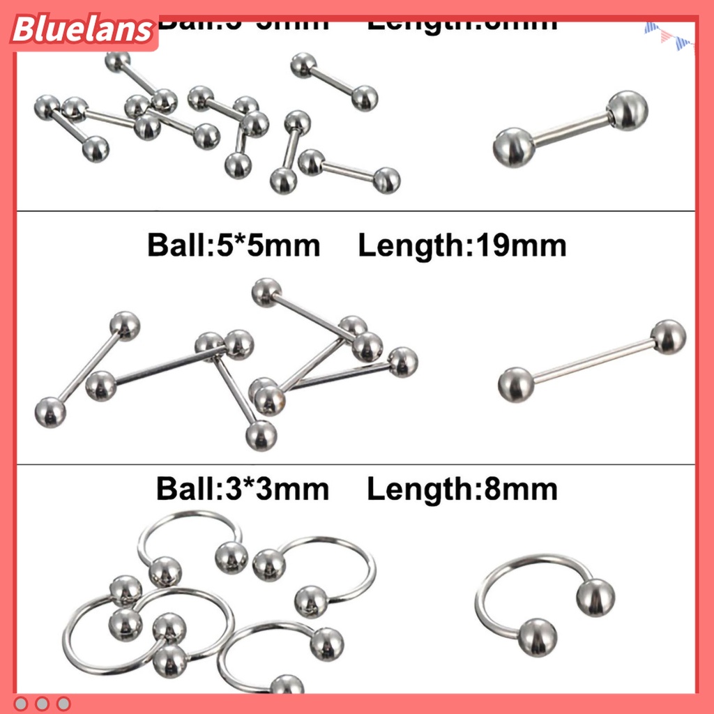 15 / 60 / 85 Pcs Cincin Tindik Tubuh Bahan Stainless Steel 316L